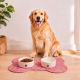 Petzi 24 in. x 16 in. Rustic Bone Shaped Hand Braided Natural Jute Pet Feeding Mat
