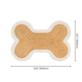 Petzi 24 in. x 16 in. Rustic Bone Shaped Hand Braided Natural Jute Pet Feeding Mat