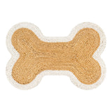 Petzi 24 in. x 16 in. Rustic Bone Shaped Hand Braided Natural Jute Pet Feeding Mat