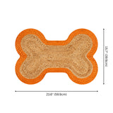 Petzi 24 in. x 16 in. Rustic Bone Shaped Hand Braided Natural Jute Pet Feeding Mat