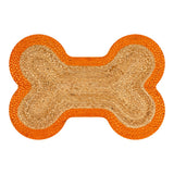 Petzi 24 in. x 16 in. Rustic Bone Shaped Hand Braided Natural Jute Pet Feeding Mat