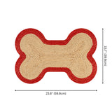 Petzi 24 in. x 16 in. Rustic Bone Shaped Hand Braided Natural Jute Pet Feeding Mat