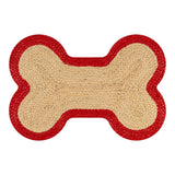 Petzi 24 in. x 16 in. Rustic Bone Shaped Hand Braided Natural Jute Pet Feeding Mat