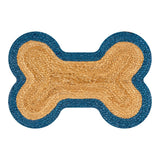 Petzi 24 in. x 16 in. Rustic Bone Shaped Hand Braided Natural Jute Pet Feeding Mat