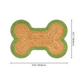 Petzi 24 in. x 16 in. Rustic Bone Shaped Hand Braided Natural Jute Pet Feeding Mat