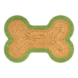 Petzi 24 in. x 16 in. Rustic Bone Shaped Hand Braided Natural Jute Pet Feeding Mat