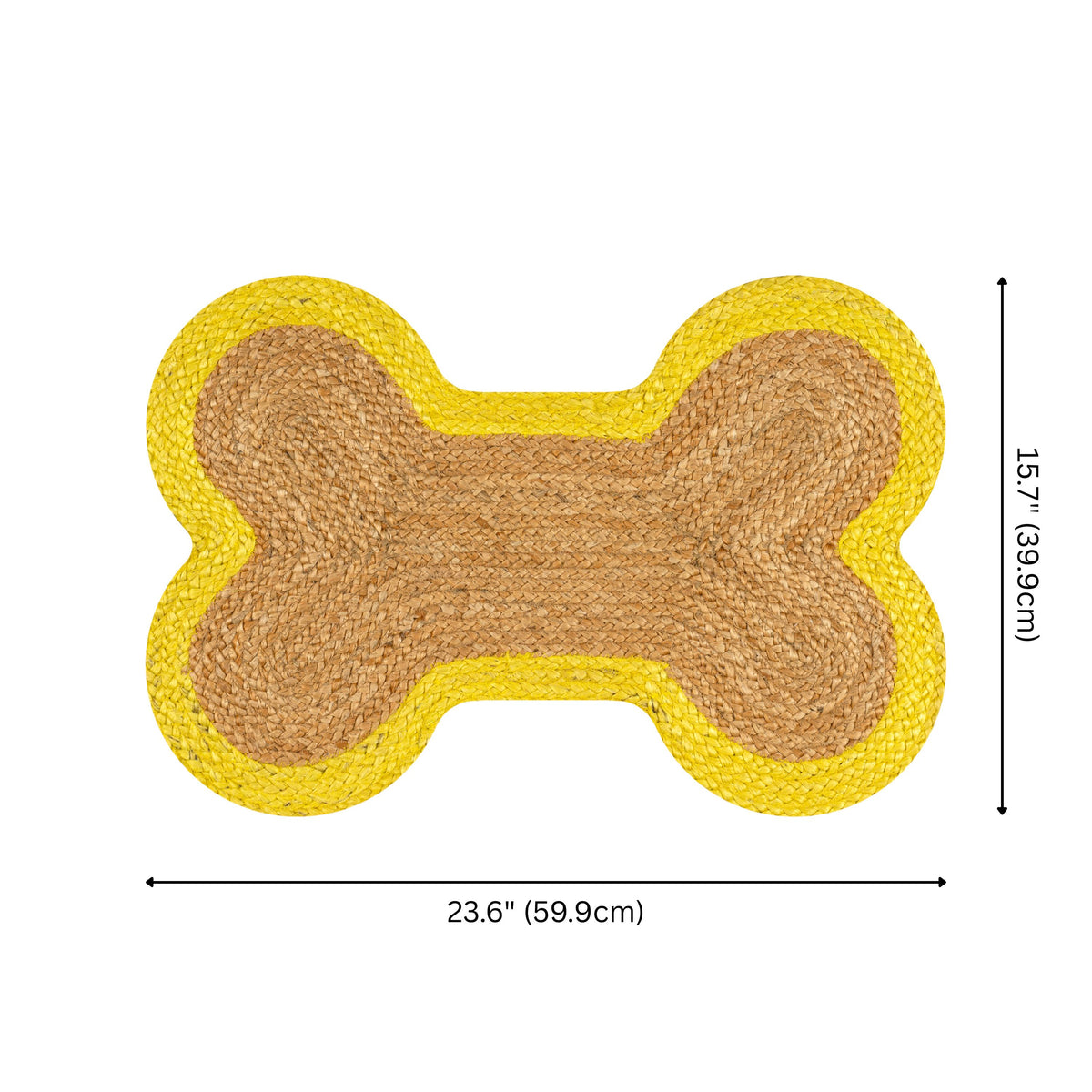 Petzi 24 in. x 16 in. Rustic Bone Shaped Hand Braided Natural Jute Pet Feeding Mat