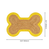 Petzi 24 in. x 16 in. Rustic Bone Shaped Hand Braided Natural Jute Pet Feeding Mat