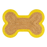 Petzi 24 in. x 16 in. Rustic Bone Shaped Hand Braided Natural Jute Pet Feeding Mat