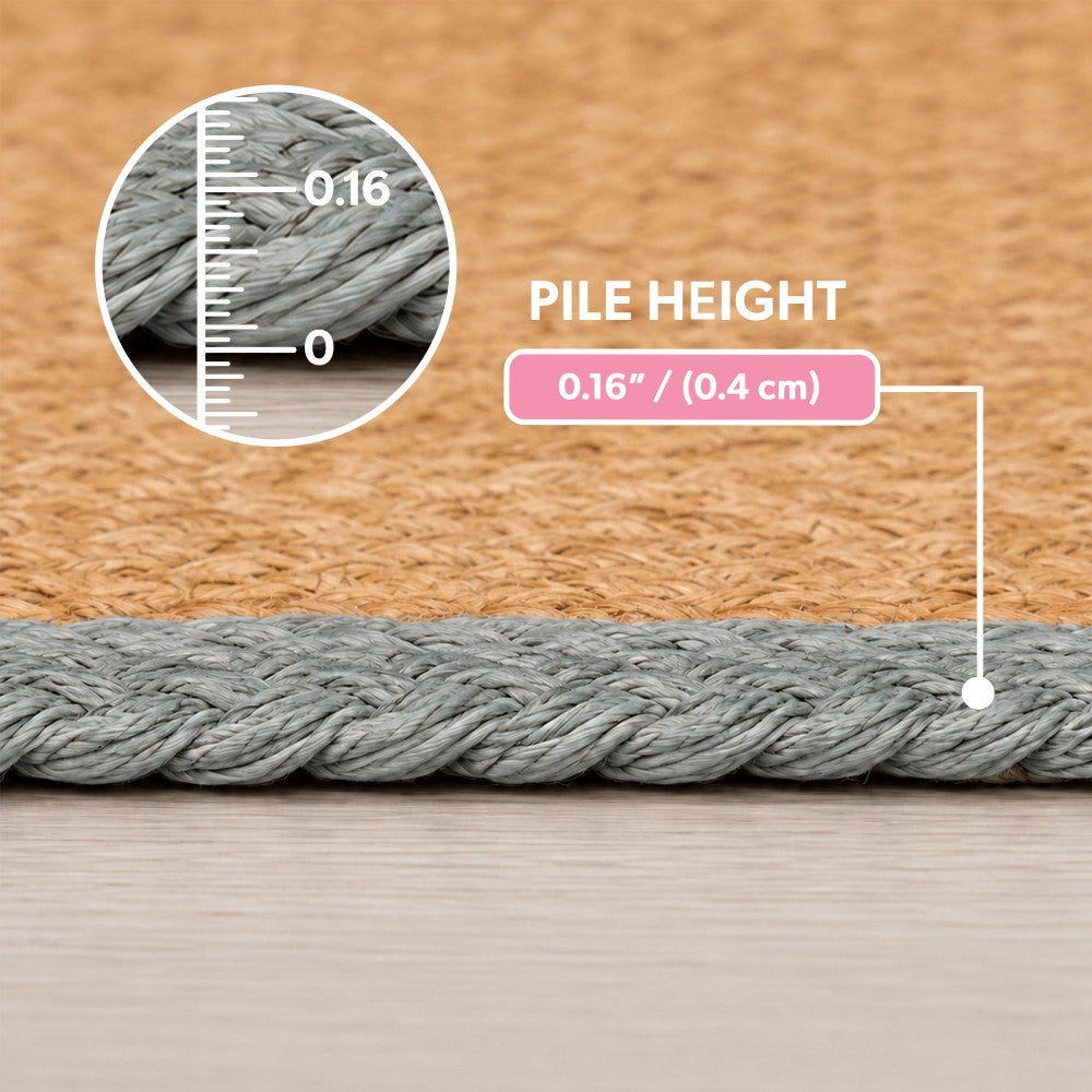 Petzi 24 in. x 16 in. Rustic Bone Shaped Hand Braided Natural Jute Pet Feeding Mat