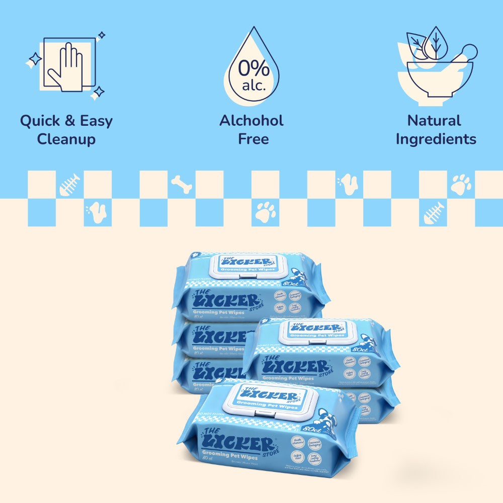 Ruffo Hypoallergenic Unscented Dog Grooming Wipes with Aloe Vera, Chamomile, and Shea Butter