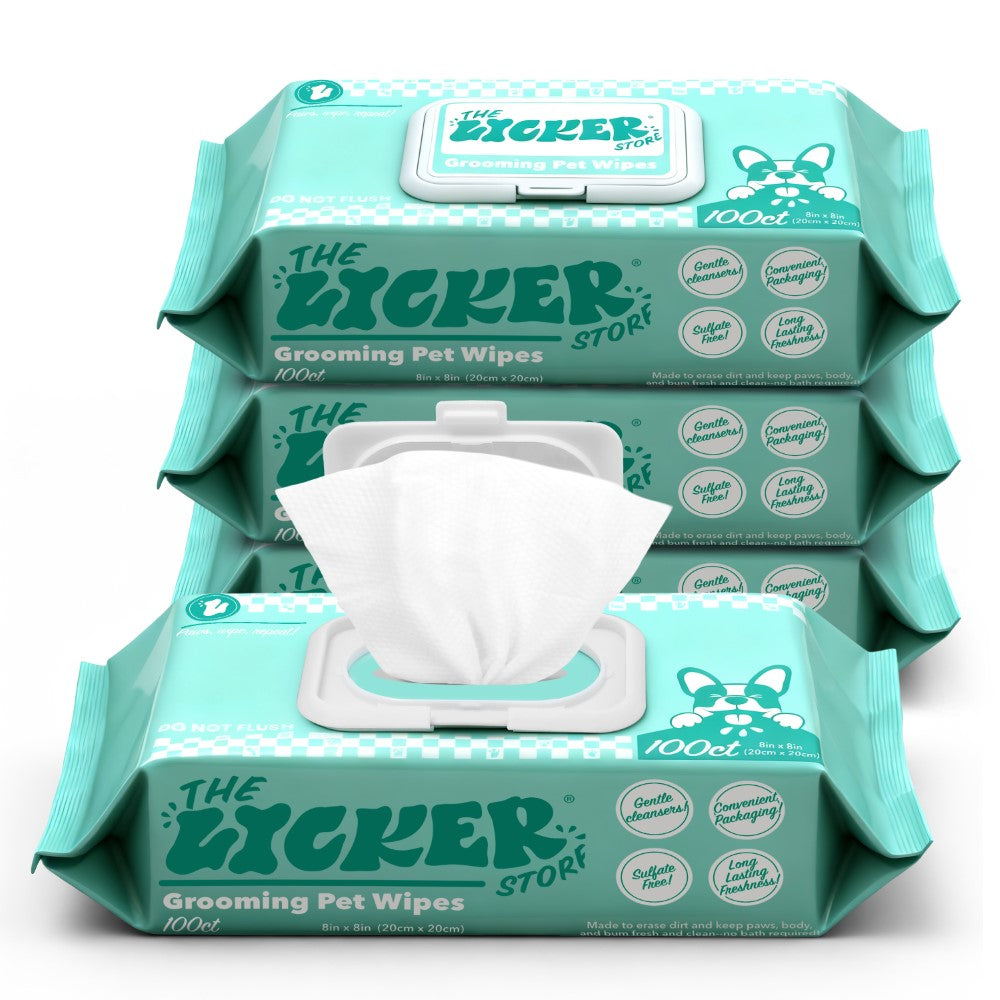 LickUp Hydrating Hypoallergenic Unscented Dog Grooming Wipes with Aloe Vera, Chamomile, and Shea Butter