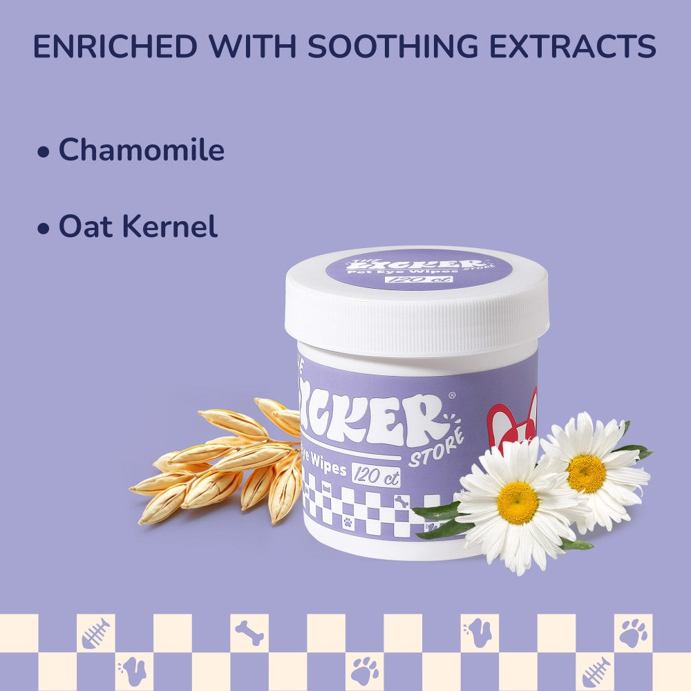 Pawmi Dog Eye and Tear Stain Hypoallergenic Wipes with Extracts of Chamomile and Oat Kernel