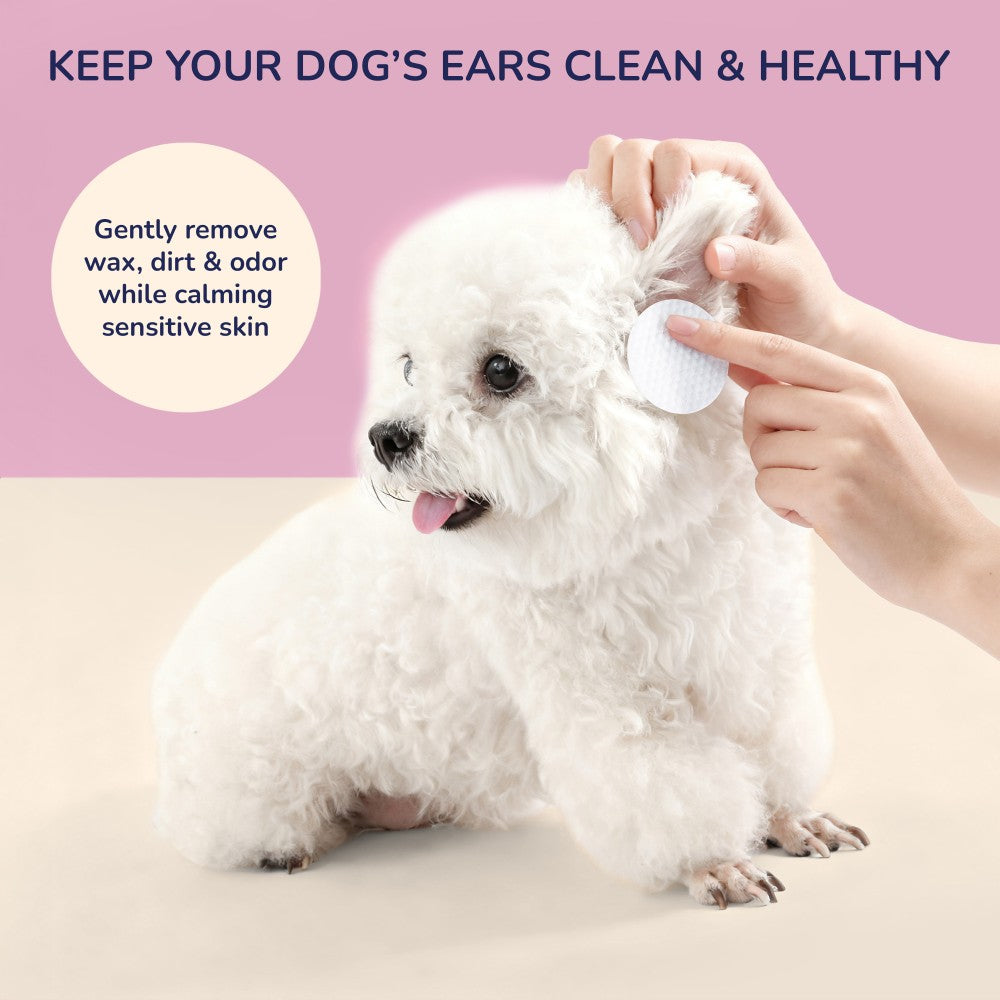 Taily Dog Ear Cleaning Hypoallergenic Wipes with Extracts of Chamomile and Oat Kernel