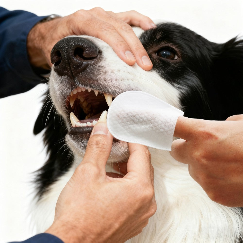 Whiskli Dog Dental Finger Hypoallergenic Wipes with Extracts of Aloe Vera Leaf, Coconut Oil, Honey