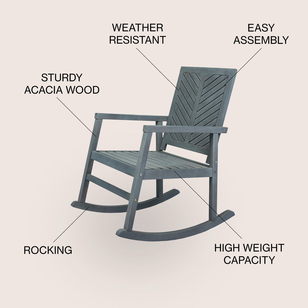 Timothy Chevron-Back Outdoor Rocking Chair