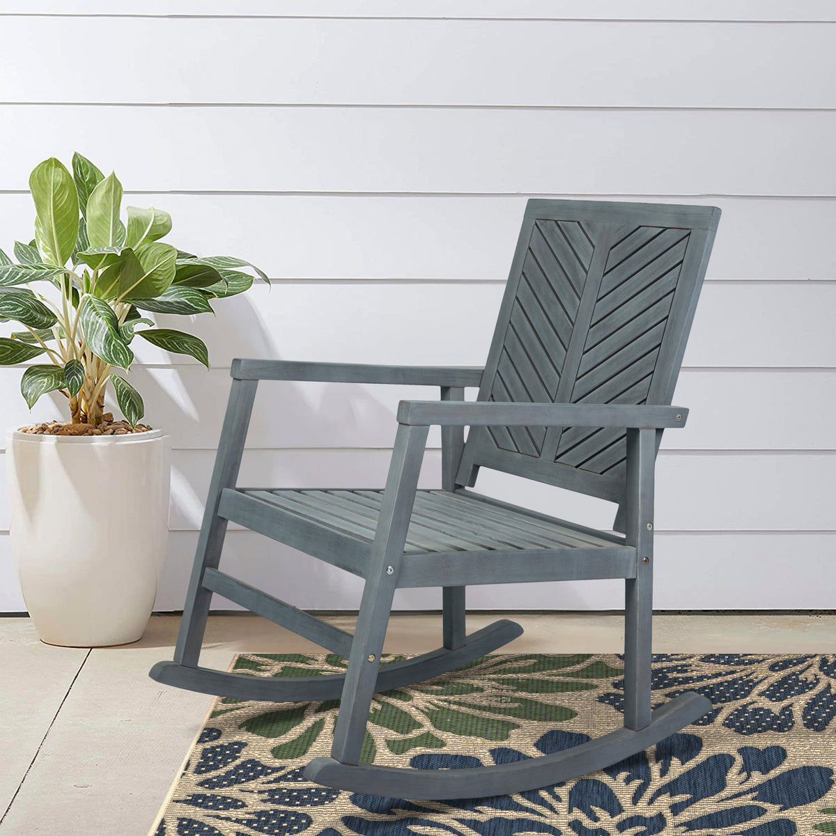 Timothy Chevron-Back Outdoor Rocking Chair