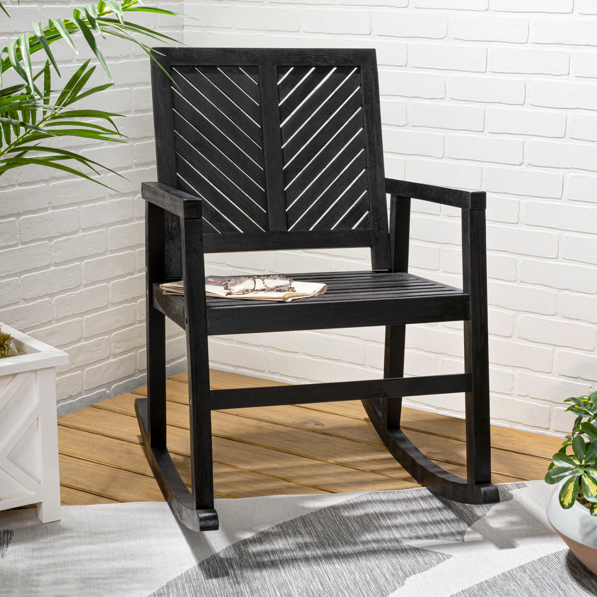 Timothy Chevron-Back Outdoor Rocking Chair