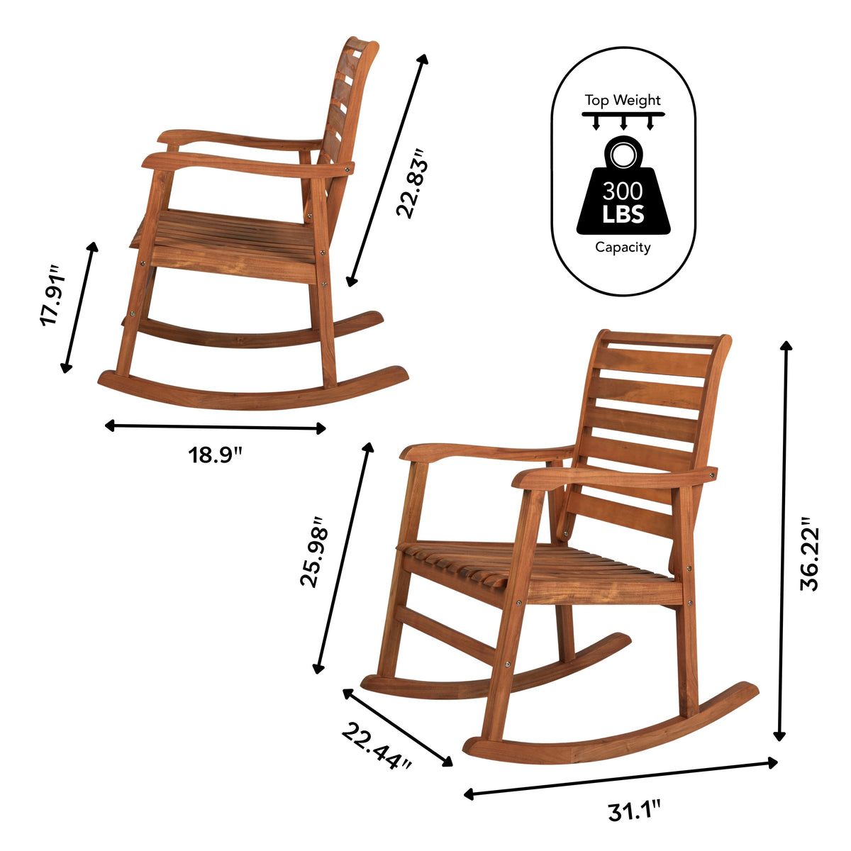Winado Slat-Back Outdoor Rocking Chair