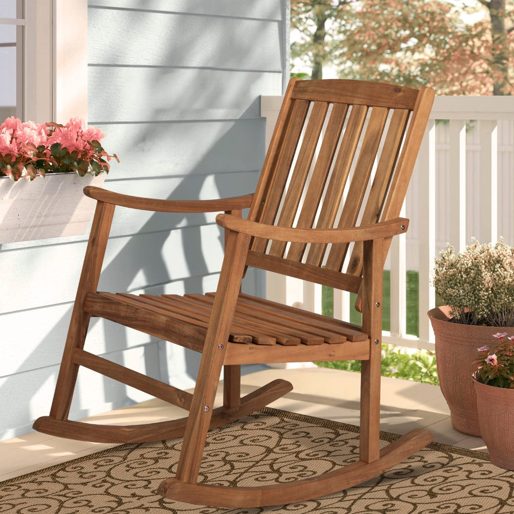 Rajon Slat-Back Outdoor Rocking Chair