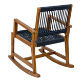 Navion Coastal Casual 352-LBS Support Acacia Wood and Woven Rope Outdoor Rocking Chair
