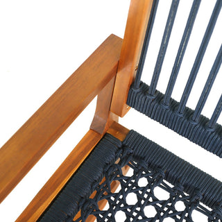 Navion Coastal Casual 352-LBS Support Acacia Wood and Woven Rope Outdoor Rocking Chair