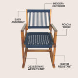 Navion Coastal Casual 352-LBS Support Acacia Wood and Woven Rope Outdoor Rocking Chair