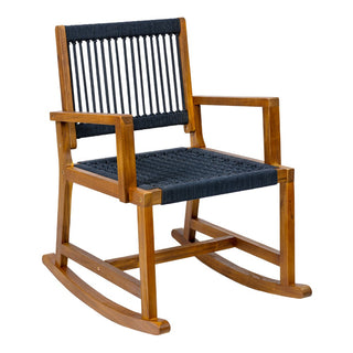 Navion Coastal Casual 352-LBS Support Acacia Wood and Woven Rope Outdoor Rocking Chair