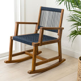Navion Coastal Casual 352-LBS Support Acacia Wood and Woven Rope Outdoor Rocking Chair