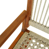 Navion Coastal Casual 352-LBS Support Acacia Wood and Woven Rope Outdoor Rocking Chair