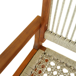 Navion Coastal Casual 352-LBS Support Acacia Wood and Woven Rope Outdoor Rocking Chair