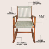 Navion Coastal Casual 352-LBS Support Acacia Wood and Woven Rope Outdoor Rocking Chair