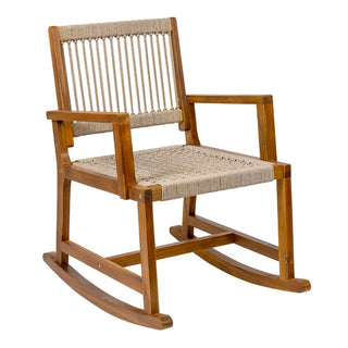 Navion Coastal Casual 352-LBS Support Acacia Wood and Woven Rope Outdoor Rocking Chair