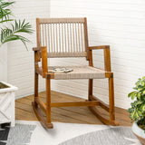 Navion Coastal Casual 352-LBS Support Acacia Wood and Woven Rope Outdoor Rocking Chair