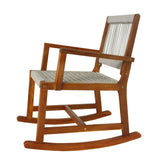 Navion Coastal Casual 352-LBS Support Acacia Wood and Woven Rope Outdoor Rocking Chair
