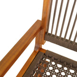Navion Coastal Casual 352-LBS Support Acacia Wood and Woven Rope Outdoor Rocking Chair