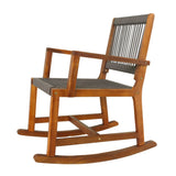 Navion Coastal Casual 352-LBS Support Acacia Wood and Woven Rope Outdoor Rocking Chair