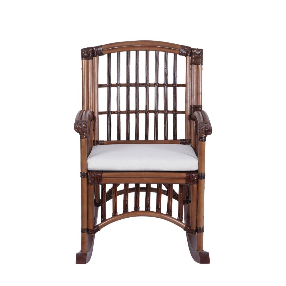 Clarissa Bohemian Farmhouse Woven Rattan/Wood Indoor Rocking Chair