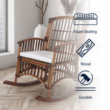 Clarissa Bohemian Farmhouse Woven Rattan/Wood Indoor Rocking Chair