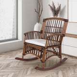 Clarissa Bohemian Farmhouse Woven Rattan/Wood Indoor Rocking Chair