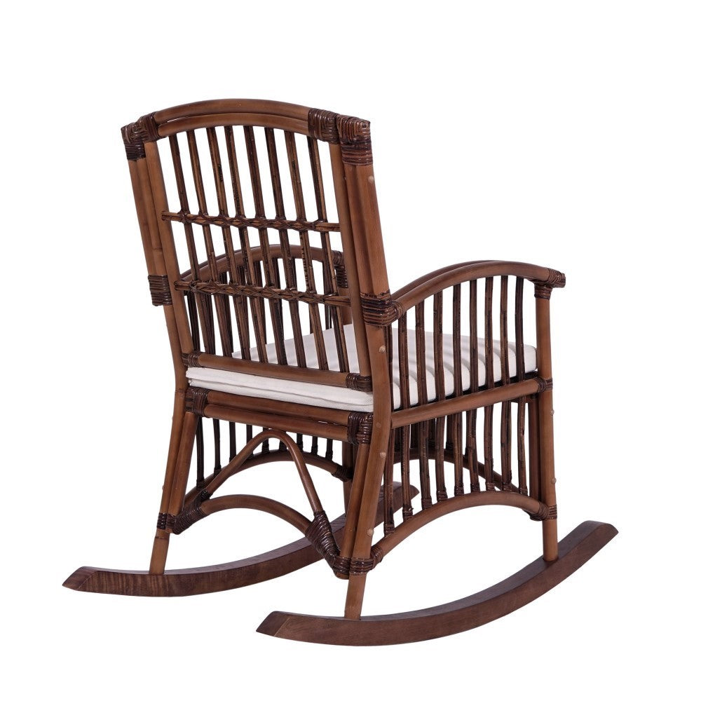 Clarissa Bohemian Farmhouse Woven Rattan/Wood Indoor Rocking Chair