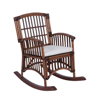 Clarissa Bohemian Farmhouse Woven Rattan/Wood Indoor Rocking Chair