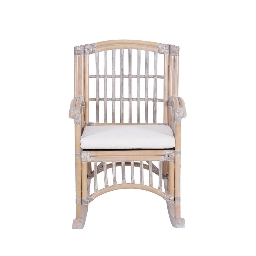 Clarissa Bohemian Farmhouse Woven Rattan/Wood Indoor Rocking Chair