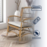 Clarissa Bohemian Farmhouse Woven Rattan/Wood Indoor Rocking Chair
