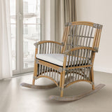 Clarissa Bohemian Farmhouse Woven Rattan/Wood Indoor Rocking Chair