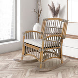 Clarissa Bohemian Farmhouse Woven Rattan/Wood Indoor Rocking Chair