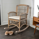 Clarissa Bohemian Farmhouse Woven Rattan/Wood Indoor Rocking Chair