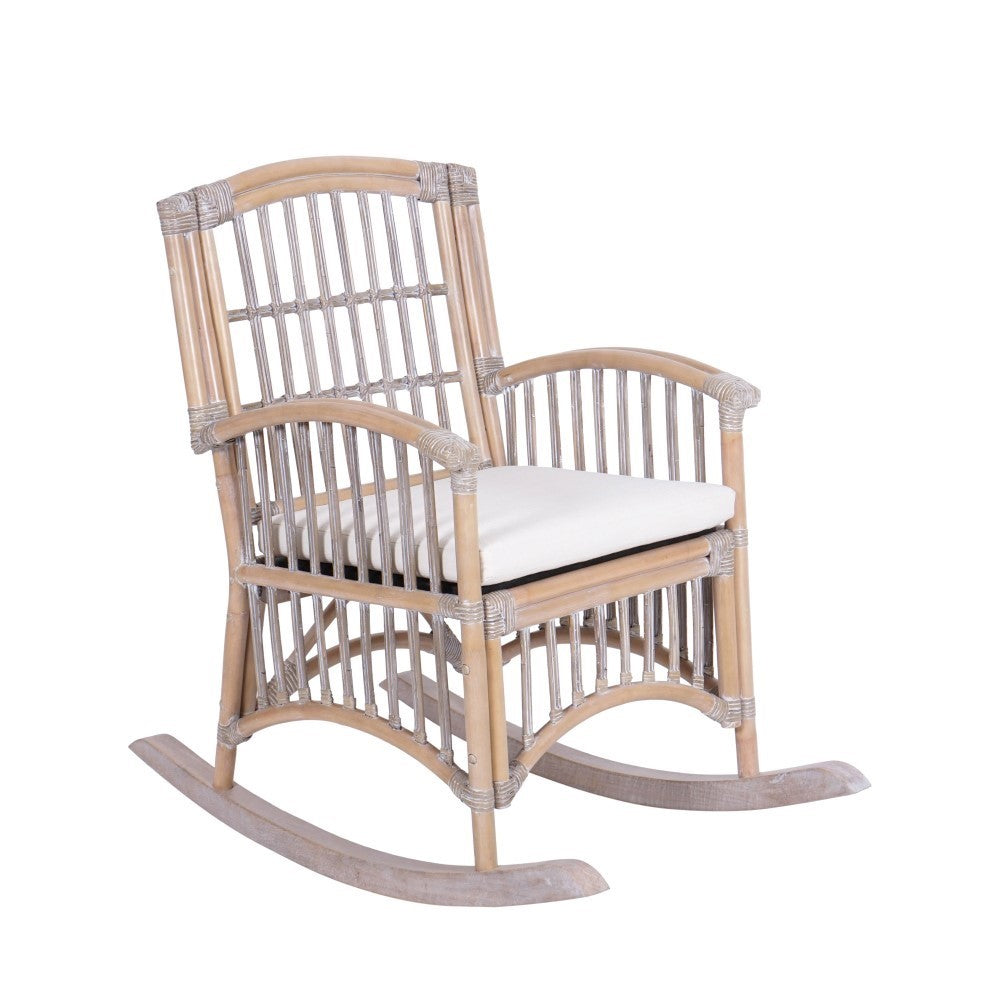 Clarissa Bohemian Farmhouse Woven Rattan/Wood Indoor Rocking Chair
