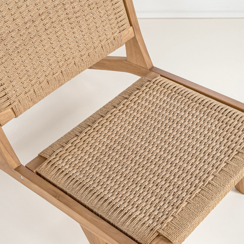 Beachcrest Mid-Century Modern Woven Seagrass Wood Armless Indoor Lounge Chair
