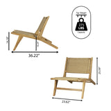 Beachcrest Mid-Century Modern Woven Seagrass Wood Armless Indoor Lounge Chair